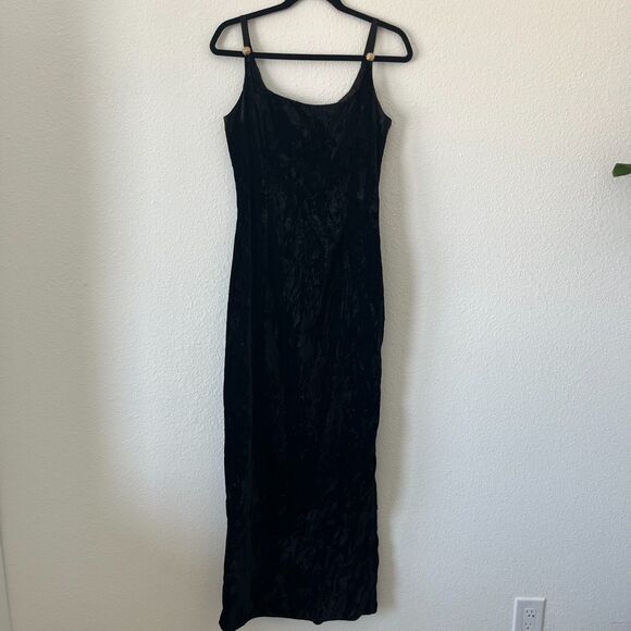 Vintage Scott Mcclintock Whimsigoth Maxi Dress Womens 10 Black Velvet Halloween - Picture 1 of 10